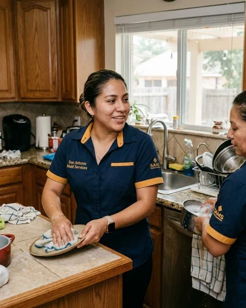 San Antonio Maid Services cleaners working in a residential kitchen