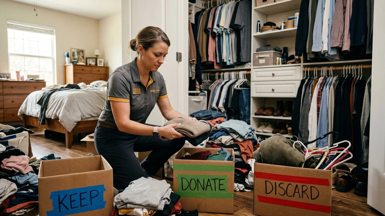 Organizer sorting closet items