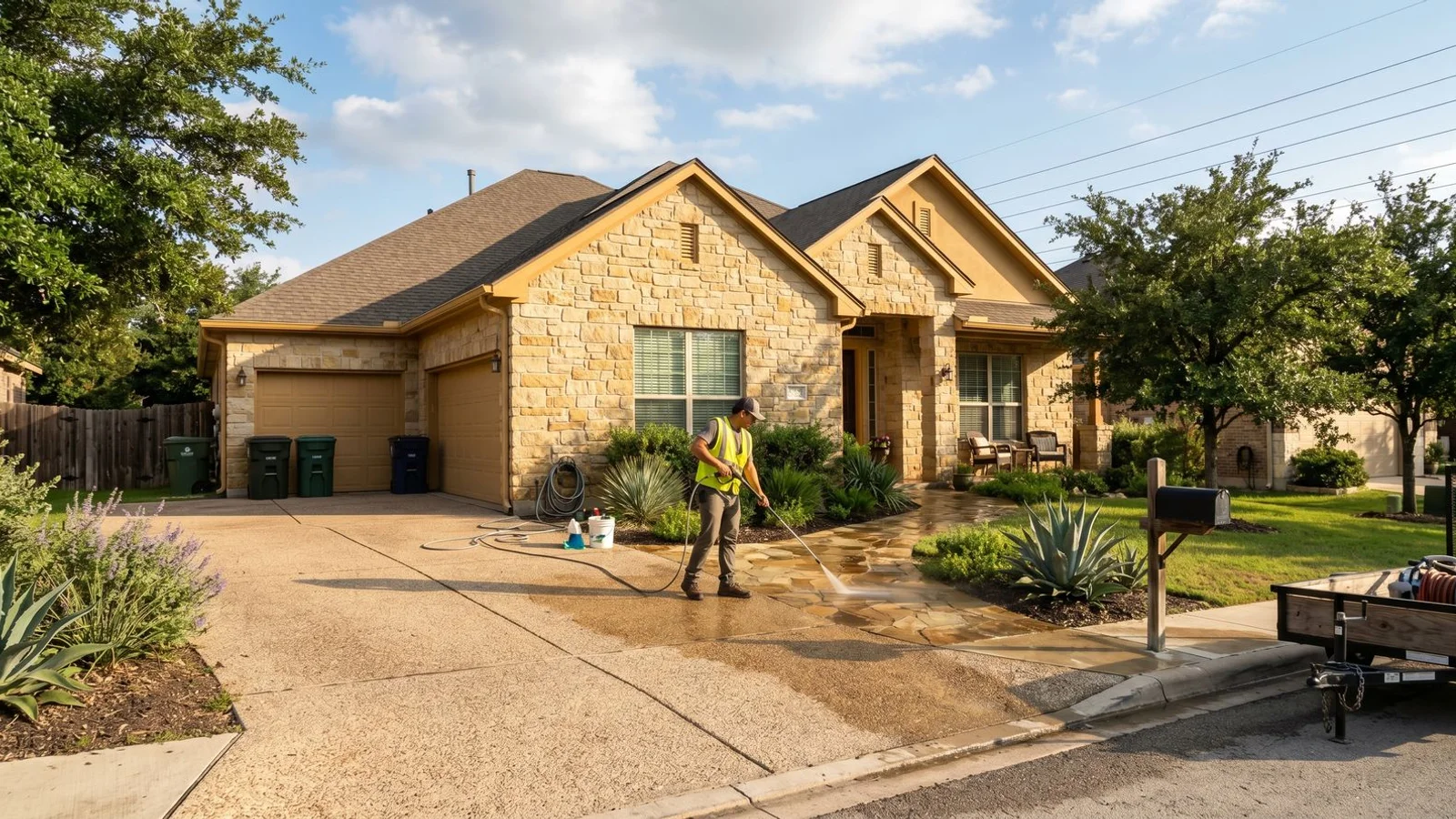 Stone Oak home exterior after deep clean