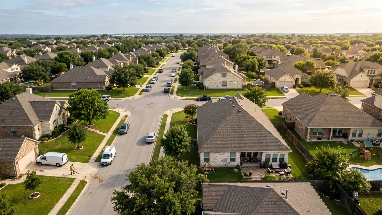 Texas residential neighborhood from above